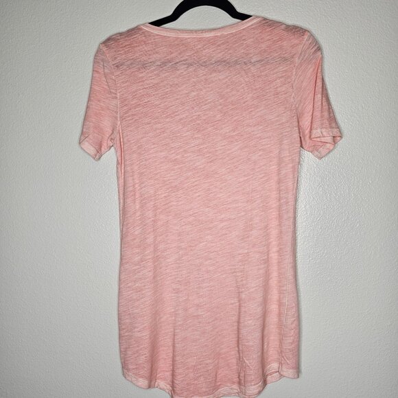 Peruvian connection  XS Peach Orange Space Dye Short Sleeve V Neck TShirt Cotton - Picture 6 of 6